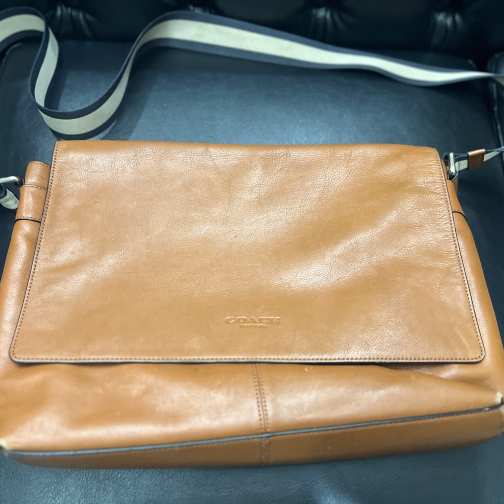Coach Leather Messenger Bag in Tan